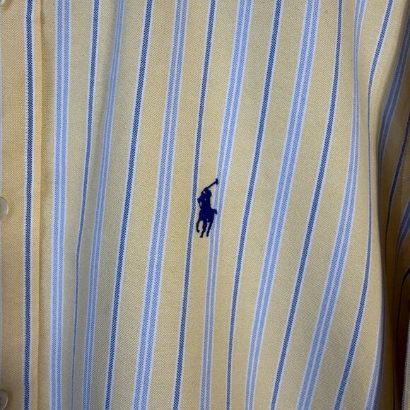 Ralph Lauren Long Sleeve Striped Button Down Shirt Men's XL Yellow Classic Fit - Picture 7 of 14